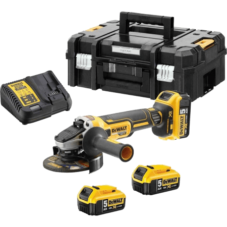 Polizor unghiular cu 3 acumulatori DeWalt DCG405P3