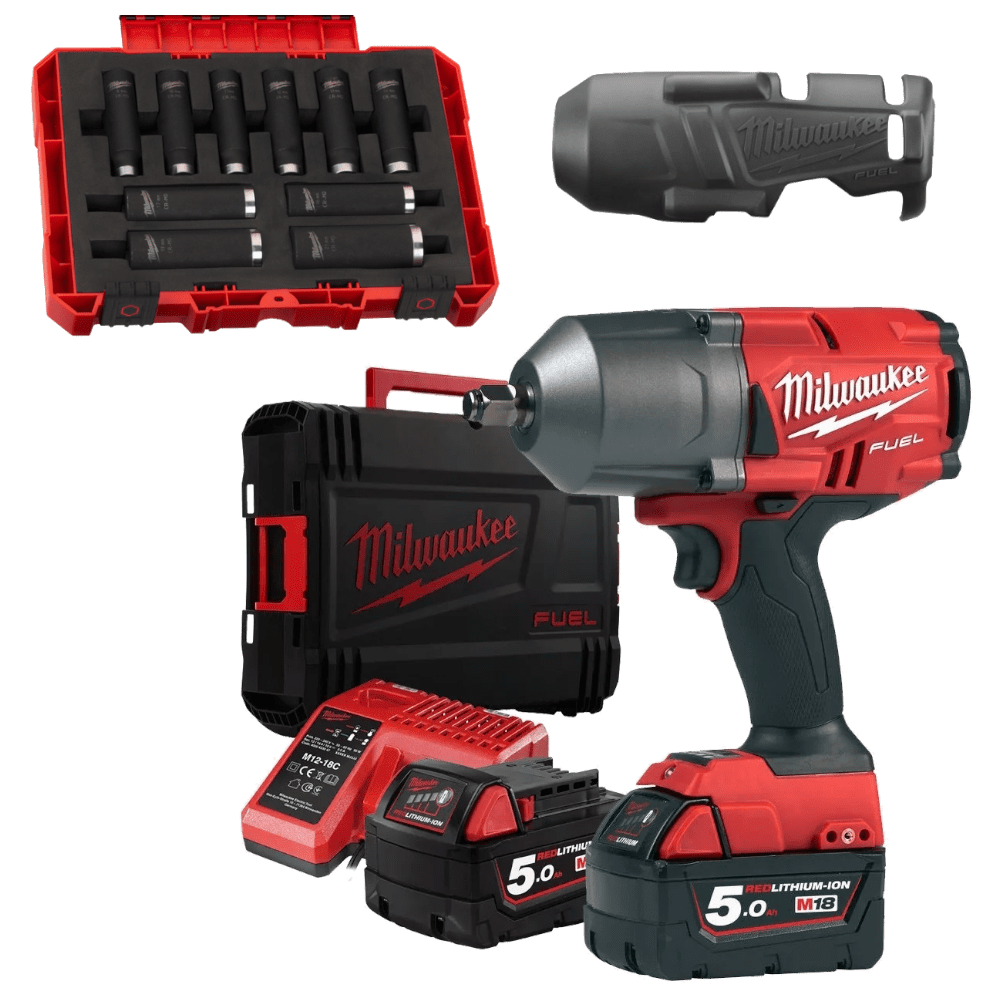 Masina de insurubat cu impact cu 2 acumulatori Milwaukee M18 FHIWF12-502CP Masina de insurubat cu impact cu 2 acumulatori Milwaukee M18 FHIWF12-502CP