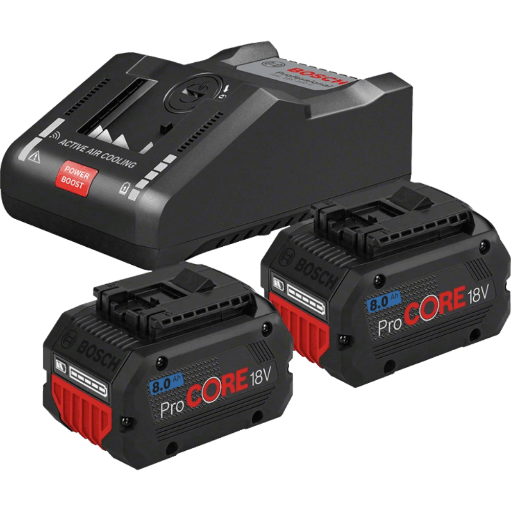 Set 2 acumulatori 18V cu 8Ah si inacarator rapid Bosch ProCORE Set 2 acumulatori 18V cu 8Ah si inacarator rapid Bosch ProCORE