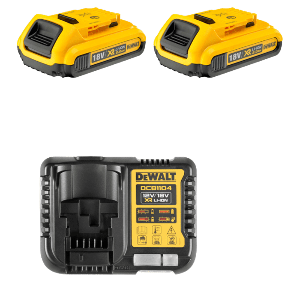 Set 2 acumulatori 18V cu 2Ah si incarcator DeWalt DCB1104D2 Set 2 acumulatori 18V cu 2Ah si incarcator DeWalt DCB1104D2