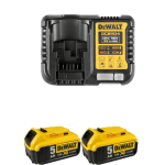 Set 2 acumulatori 18V cu 5Ah si incarcator DeWalt DCB1104P2