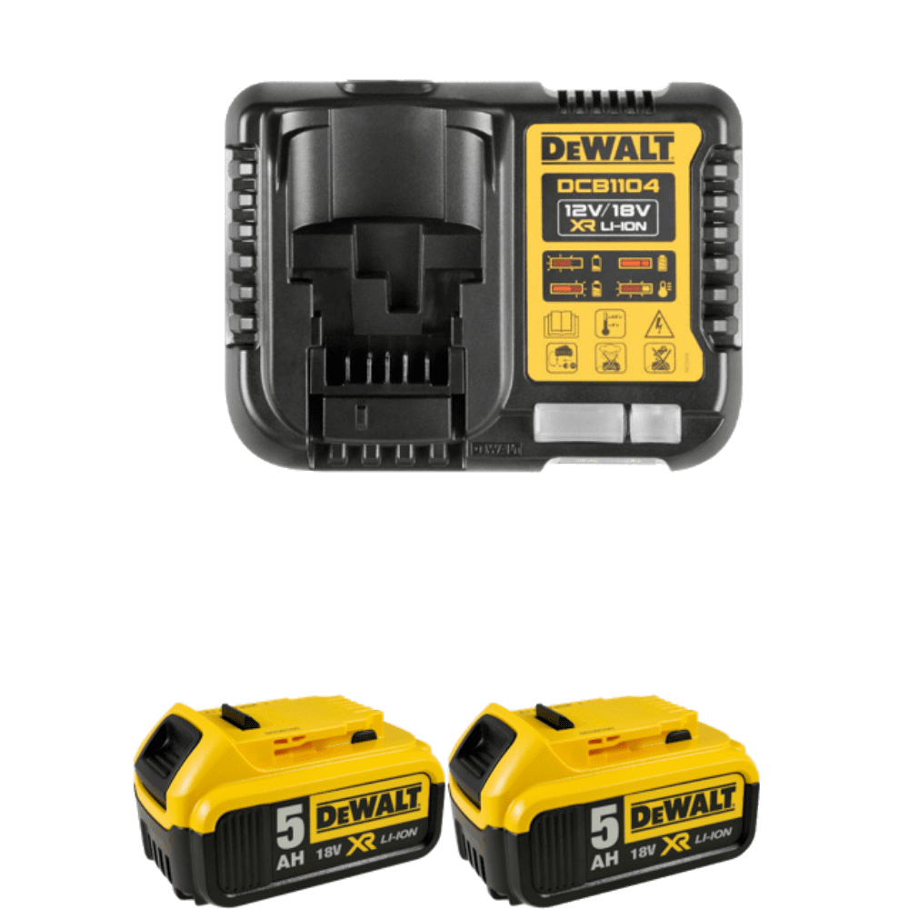 Set 2 acumulatori 18V cu 5Ah si incarcator DeWalt DCB1104P2 Set 2 acumulatori 18V cu 5Ah si incarcator DeWalt DCB1104P2