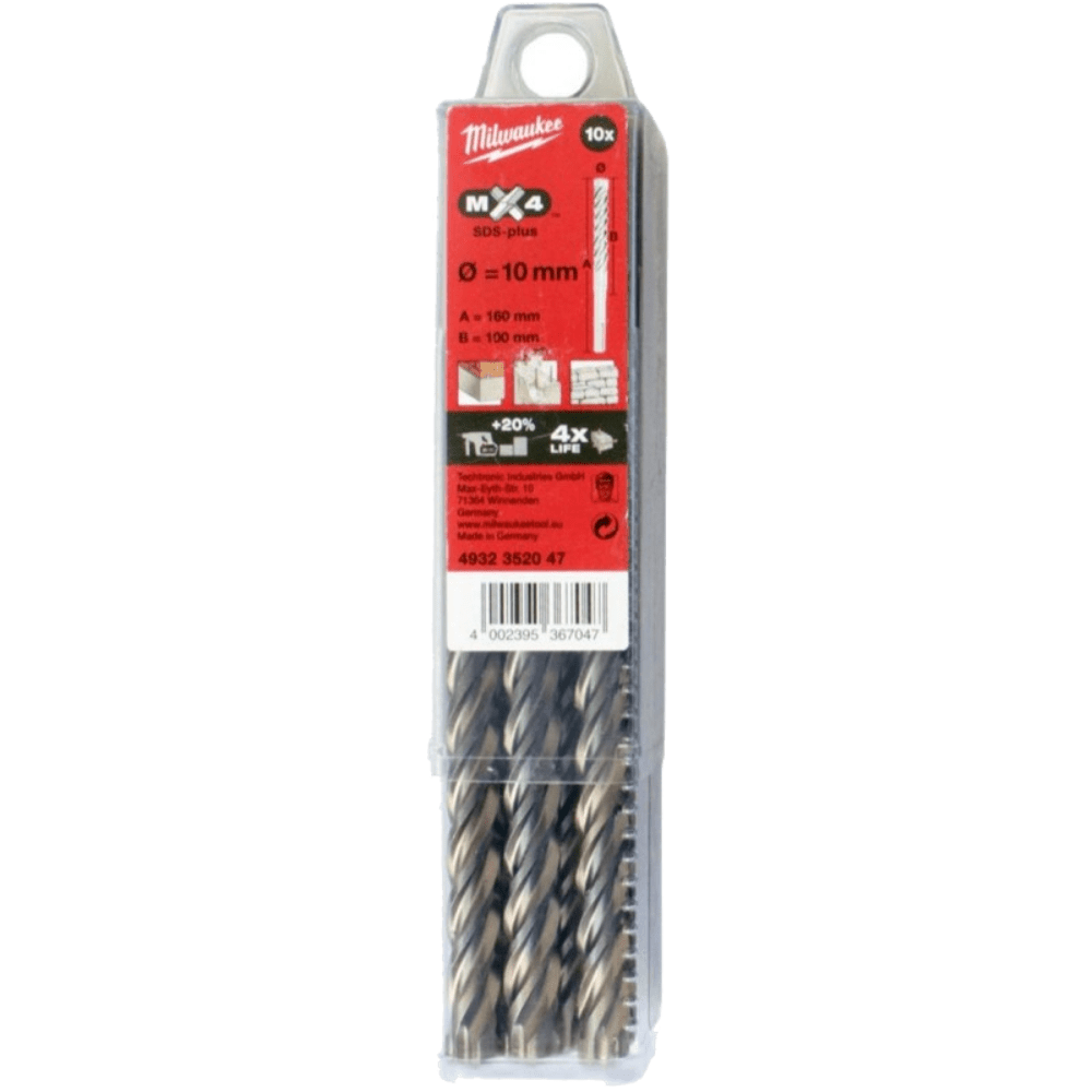 Set 10 Burghie Milwaukee SDS-PLUS Mx4 Ø10x100x165mm Set 10 Burghie Milwaukee SDS-PLUS Mx4 Ø10x100x165mm