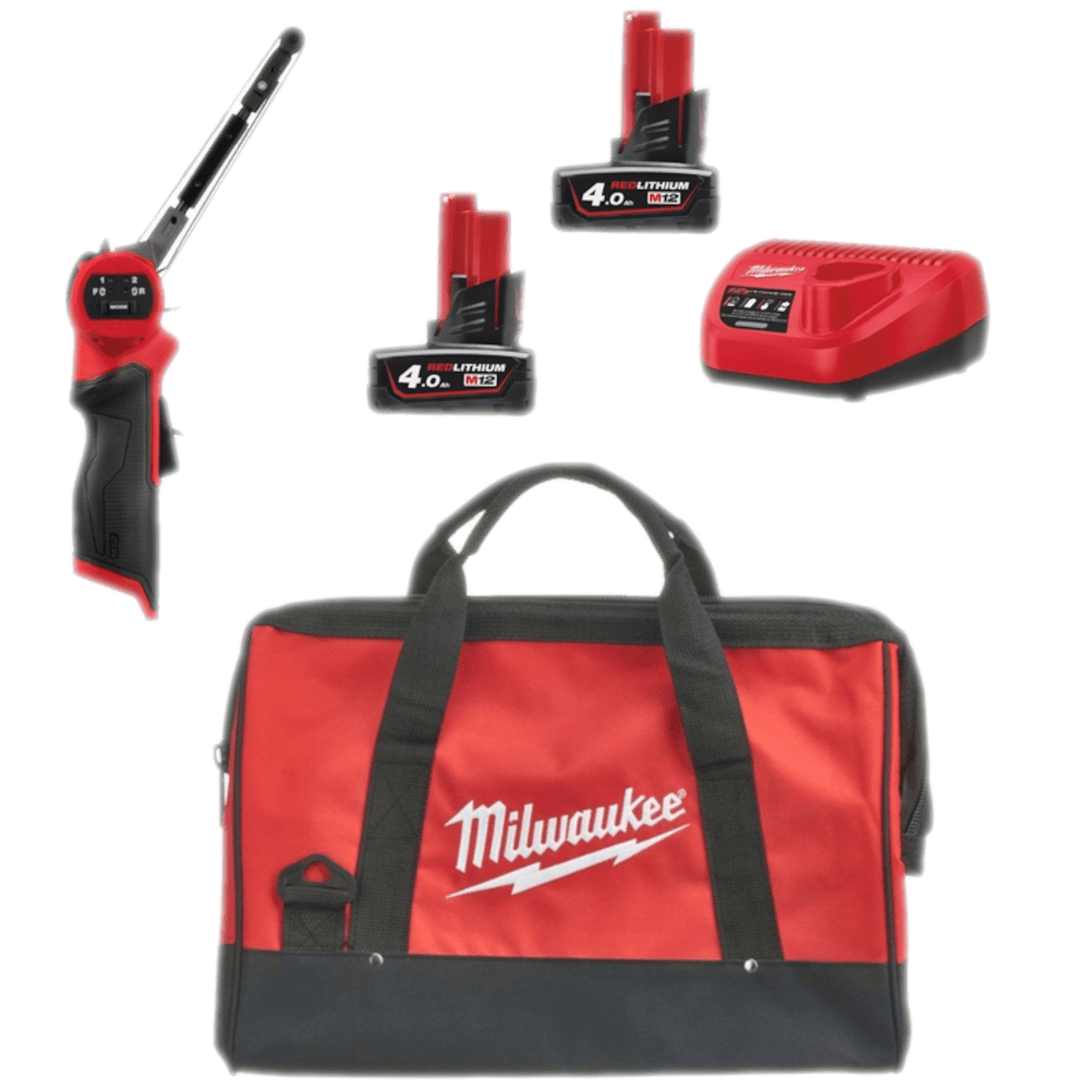 Slefuitor cu banda cu 2 acumulatori 13 mm Milwaukee M12 FBL13-402B Slefuitor cu banda cu 2 acumulatori 13 mm Milwaukee M12 FBL13-402B