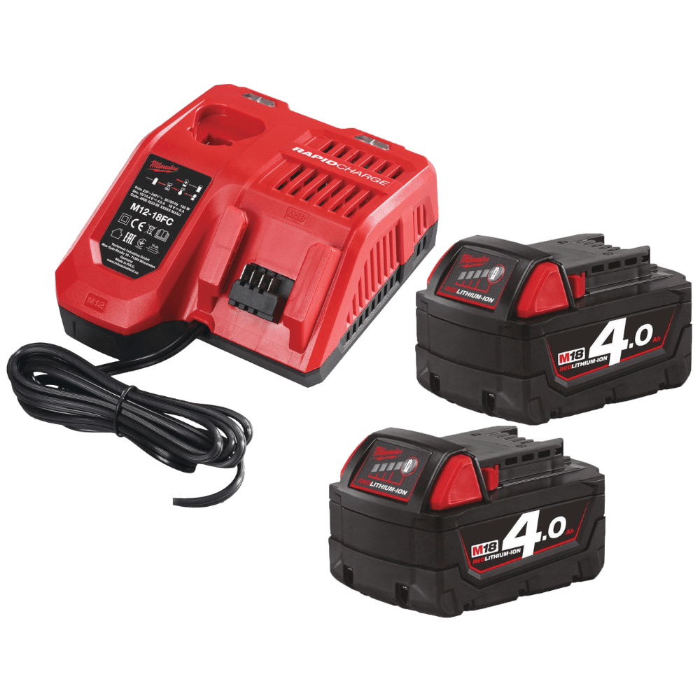 Set 2 acumulatori 18V si 4 Ah cu incarcator Milwaukee M18NRG-402 Set 2 acumulatori 18V si 4 Ah cu incarcator Milwaukee M18NRG-402