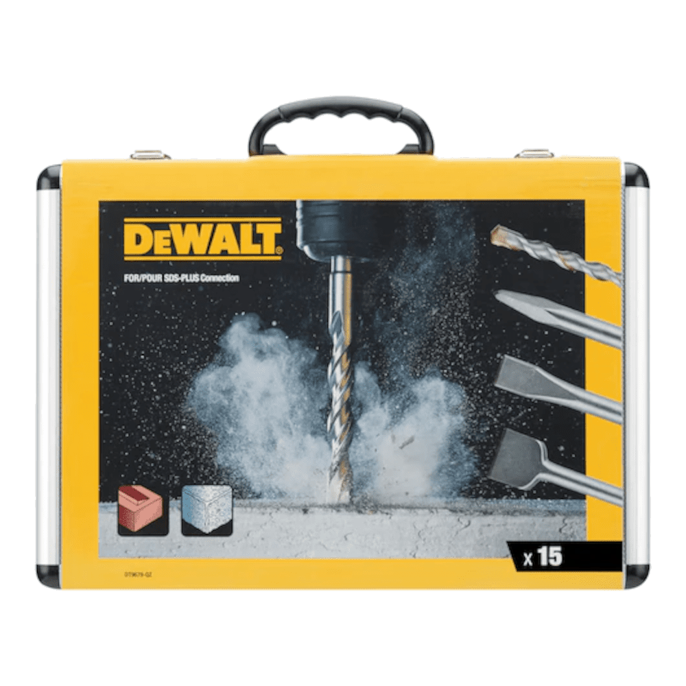 Set 15 burghie si dalti in cutie de metal SDS-Plus DeWalt DT9679 Set 15 burghie si dalti in cutie de metal SDS-Plus DeWalt DT9679