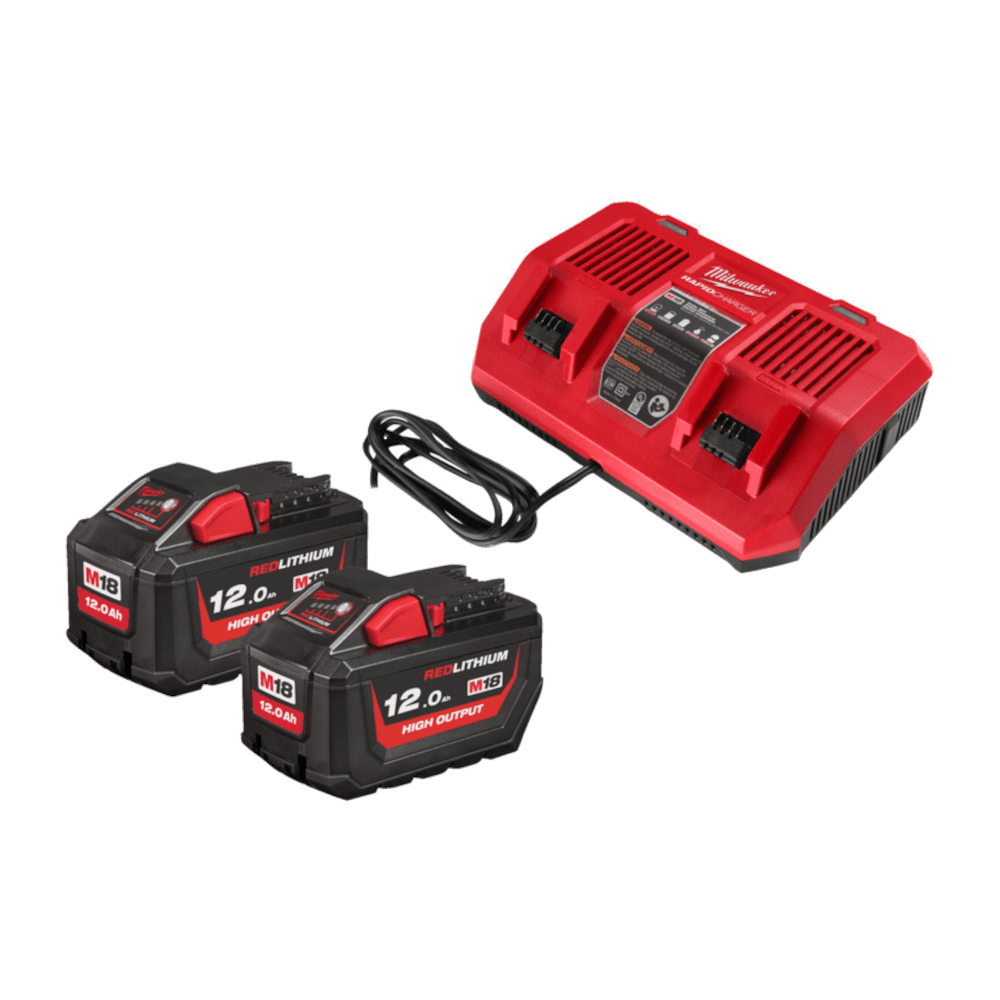 Set 2 acumulatori si incarcator Li-Ion 12Ah Milwaukee M18 HNRGO3-122 Set 2 acumulatori si incarcator Li-Ion 12Ah Milwaukee M18 HNRGO3-122