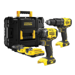 Set 2 masini de gaurit cu 2 acumulatori 18V 2.0 Ah Stanley SFMCK461D2T