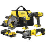 Set 4 scule cu 2 acumulatori 18V 4.0Ah Stanley SFMCK469M2