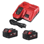 Set 2 acumulatori si incarcator Li-Ion 5Ah Milwaukee M18 NRG-502