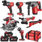 Set 7 scule cu 3 acumulatori Milwaukee M18 FPP7B-503B
