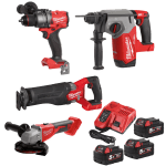 Set 4 scule cu 3 acumulatori Milwaukee M18 FPP4F-503B