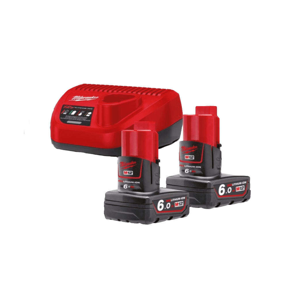 Set 2 acumulatori si incarcator Li-Ion 6 Ah Milwaukee M12 NRG-602 Set 2 acumulatori si incarcator Li-Ion 6 Ah Milwaukee M12 NRG-602
