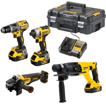 Set 4 scule cu 3 acumulatori DeWalt DCK443P3